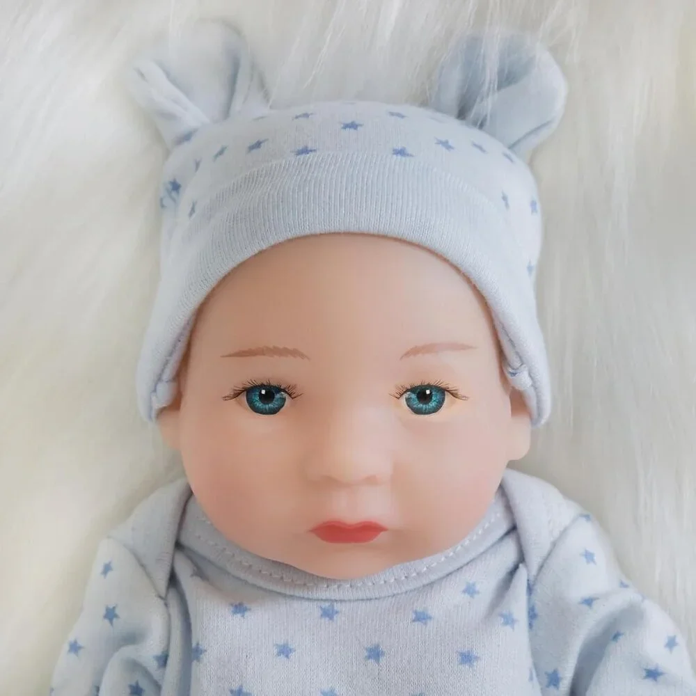 🆕10inch Full Vinyl Body Newborn Baby Doll Poseable Limbs  Blue Star Boy